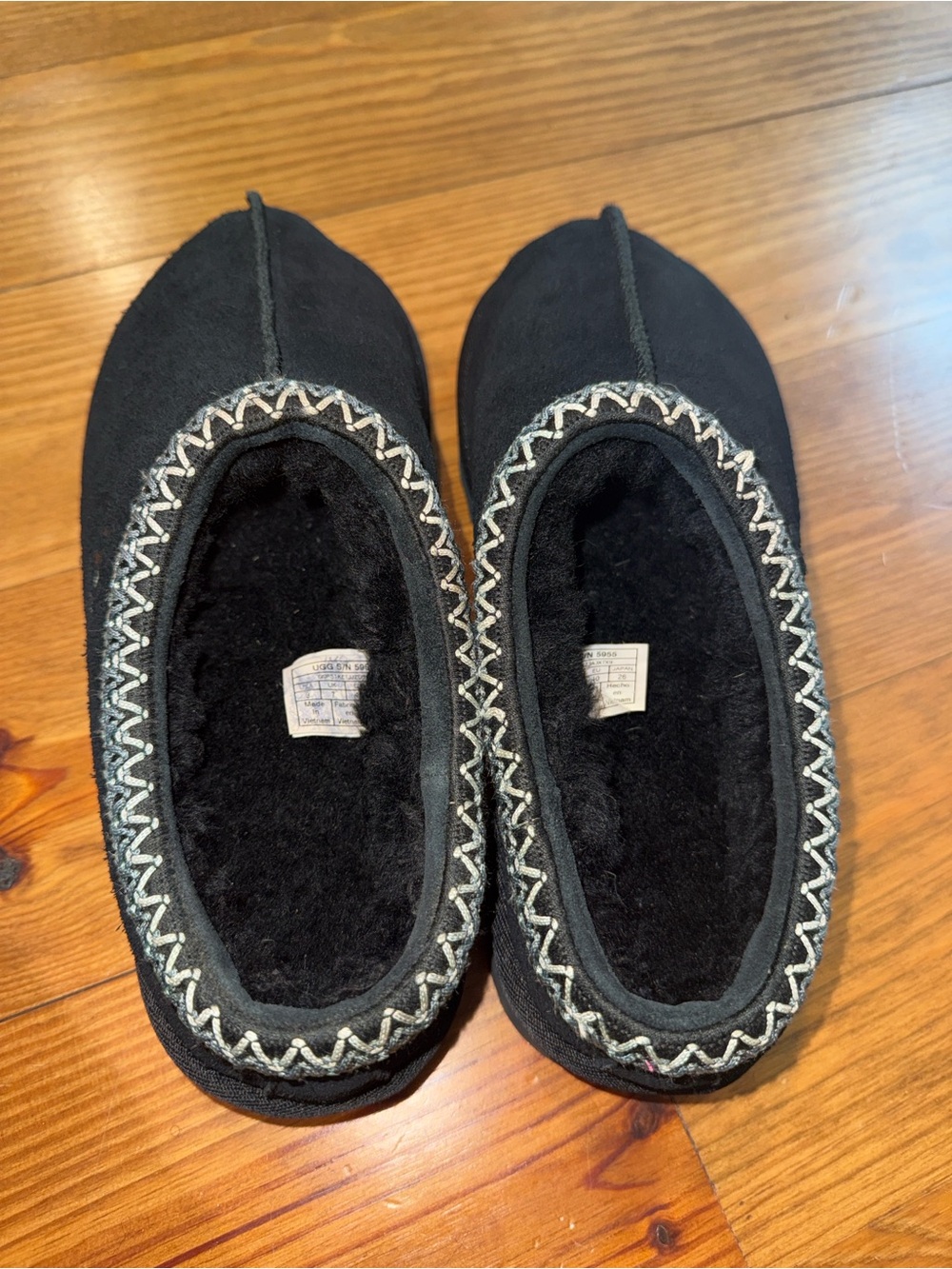 UGG Tasman Black Plush Shearling Lined Slip-Ons - Picture 5 of 7